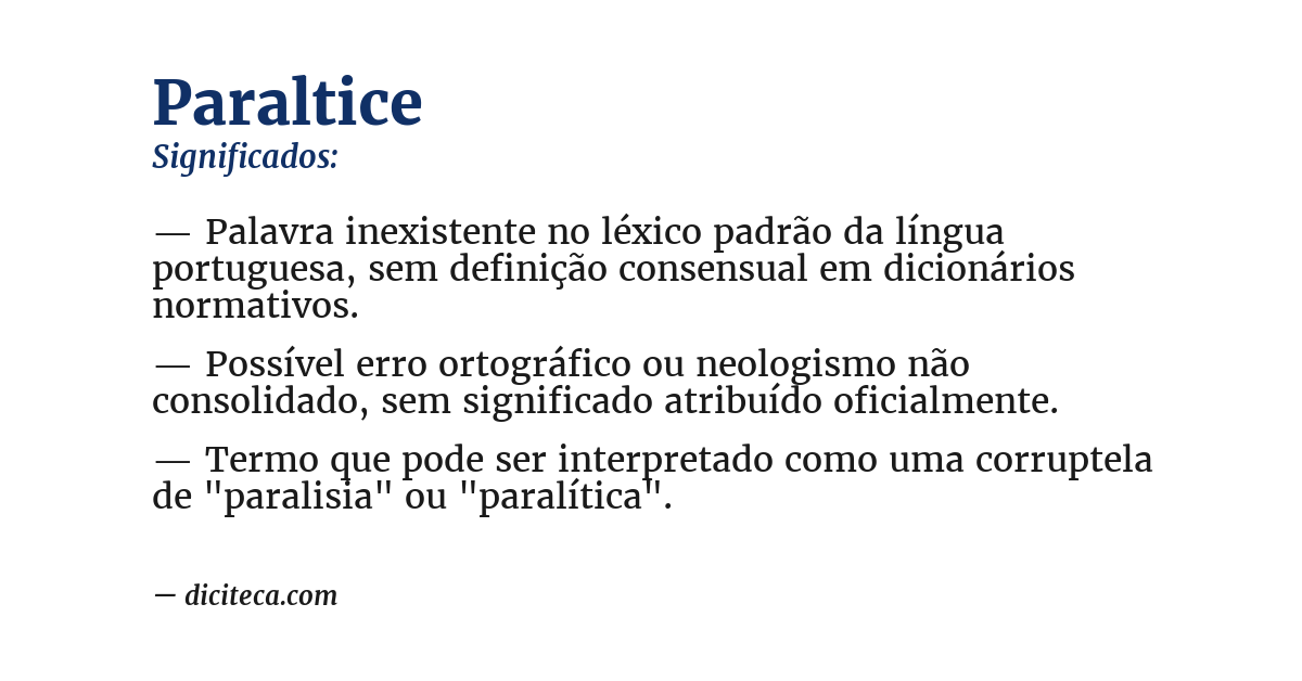 Significado de paraltice