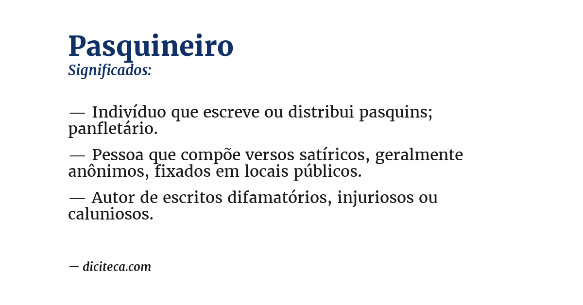 Significado de pasquineiro