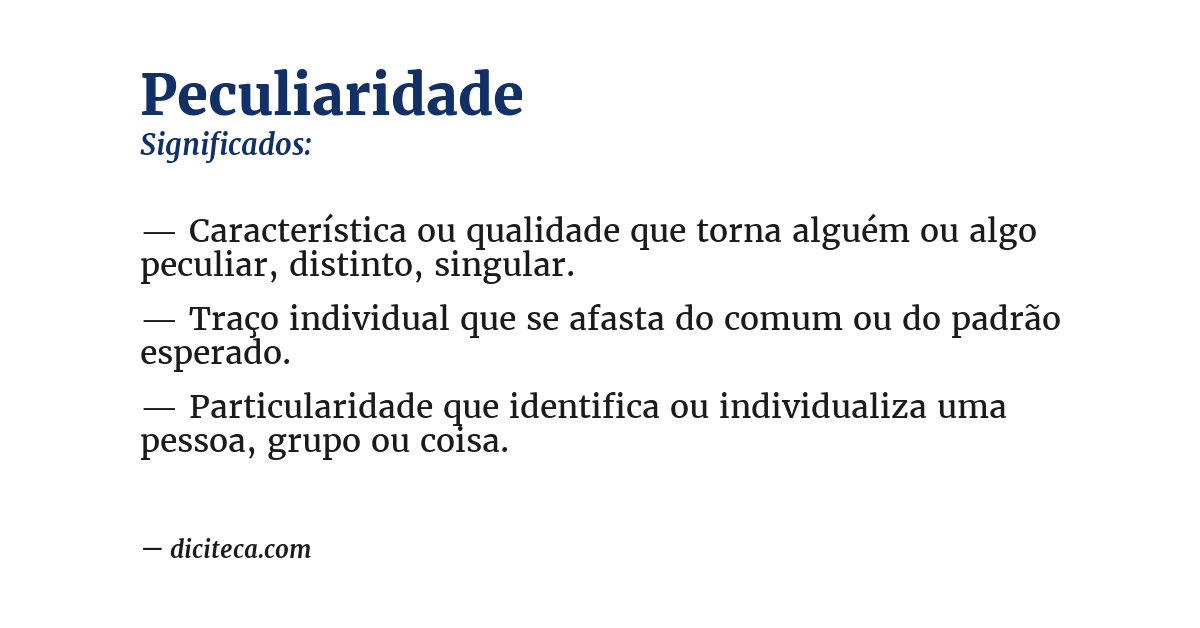 Significado de peculiaridade