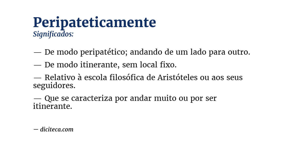 Significado de peripateticamente