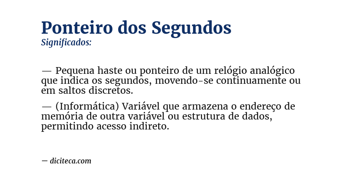 Significado de ponteiro dos segundos