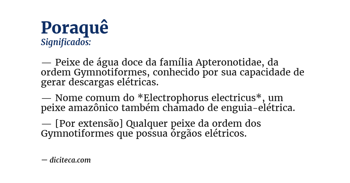 Significado de poraquê