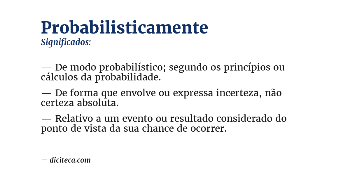 Significado de probabilisticamente