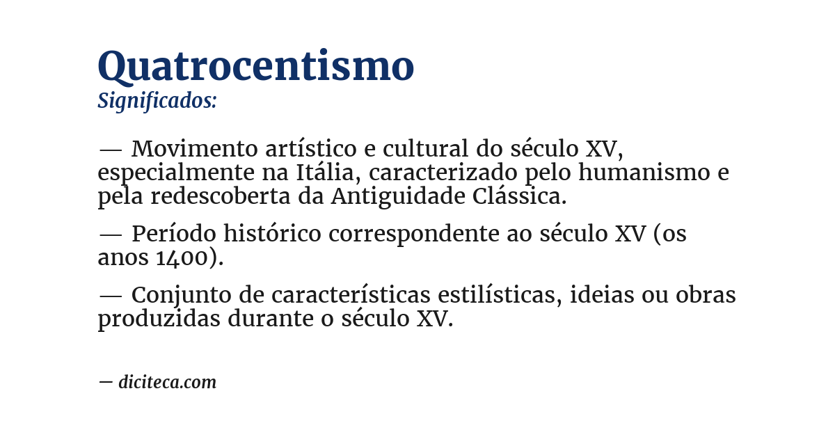 Significado de quatrocentismo