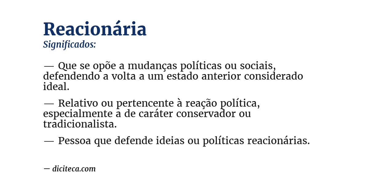 Significado de reacionária