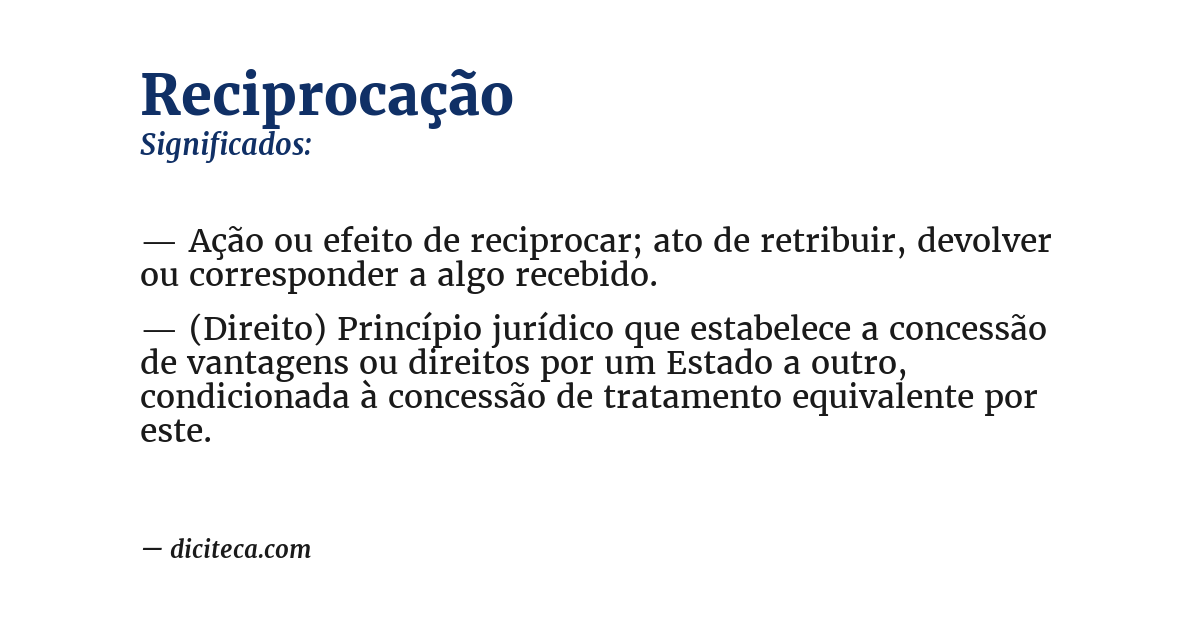 Significado de reciprocação