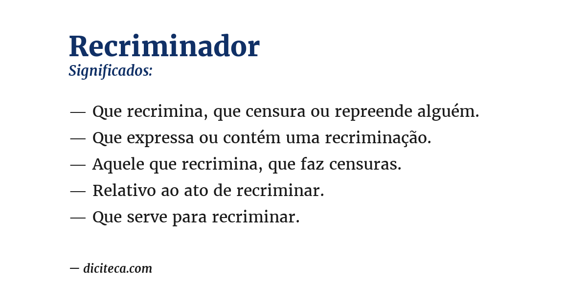 Significado de recriminador