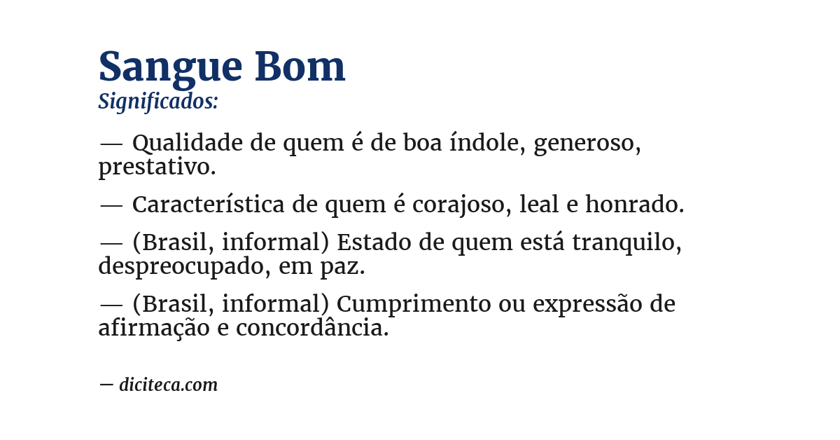 Significado de sangue bom