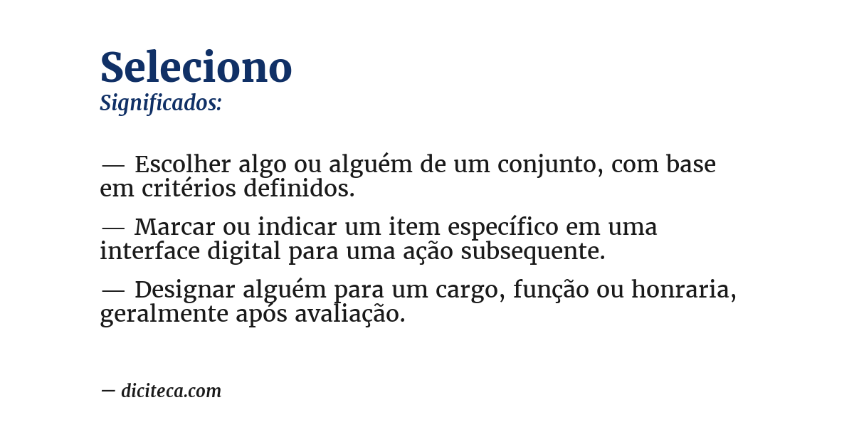 Significado de seleciono