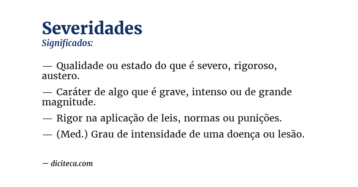 Significado de severidades