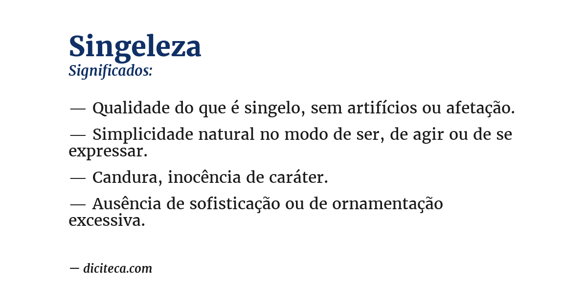 Significado de singeleza