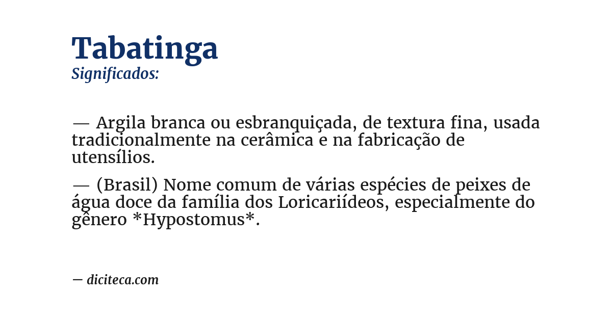 Significado de tabatinga