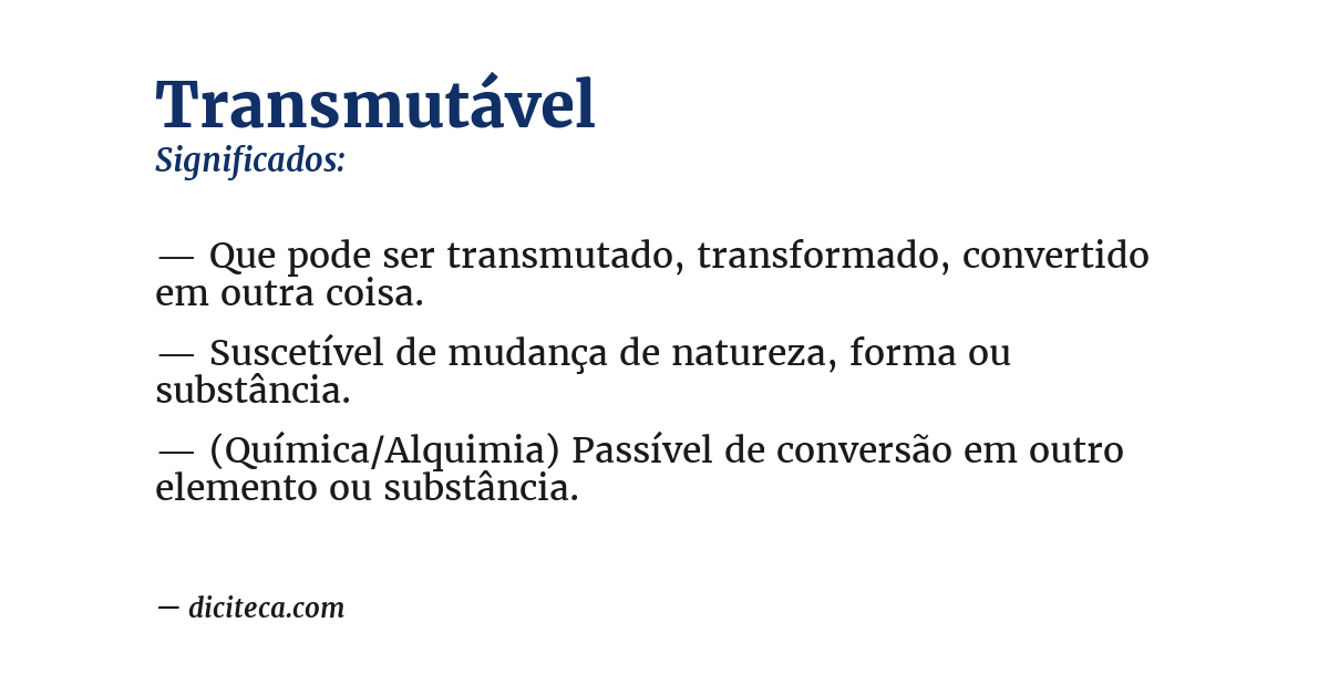Significado de transmutável