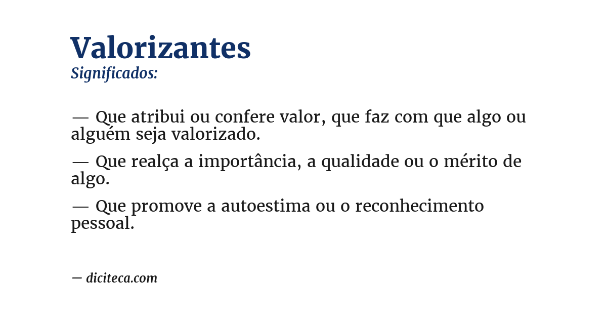 Significado de valorizantes
