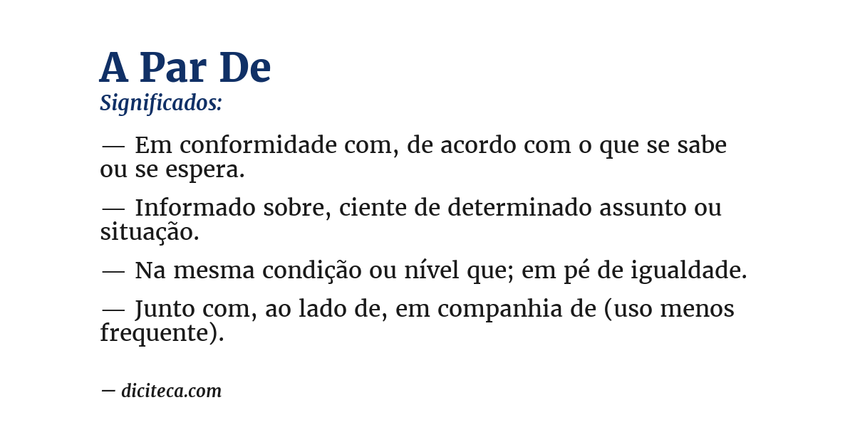 Significado de a par de