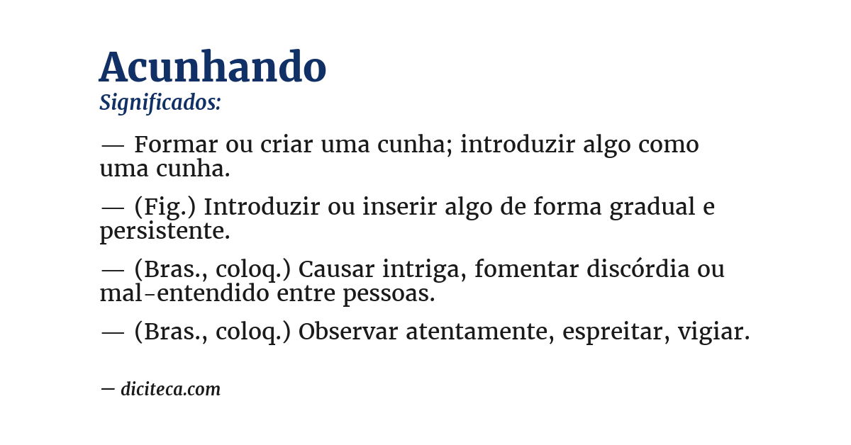 Significado de acunhando