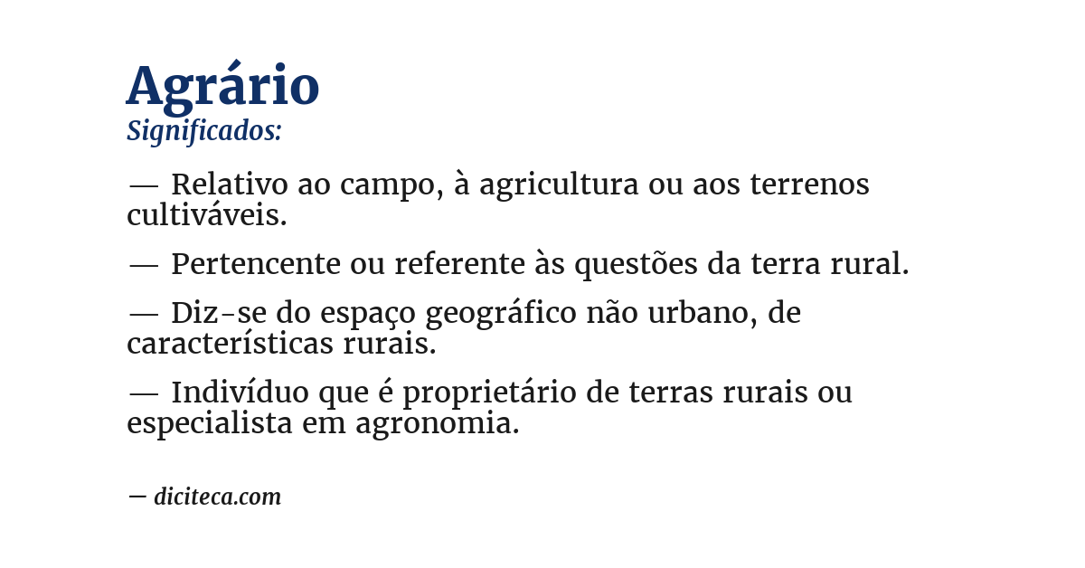 Significado de agrário