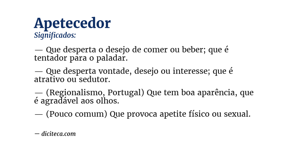 Significado de apetecedor