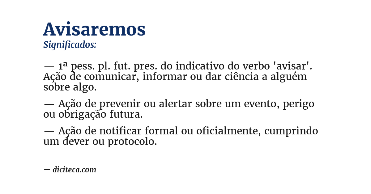 Significado de avisaremos
