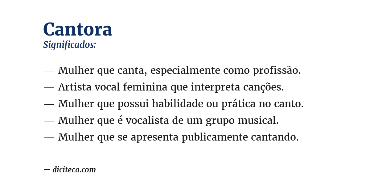 Significado de cantora