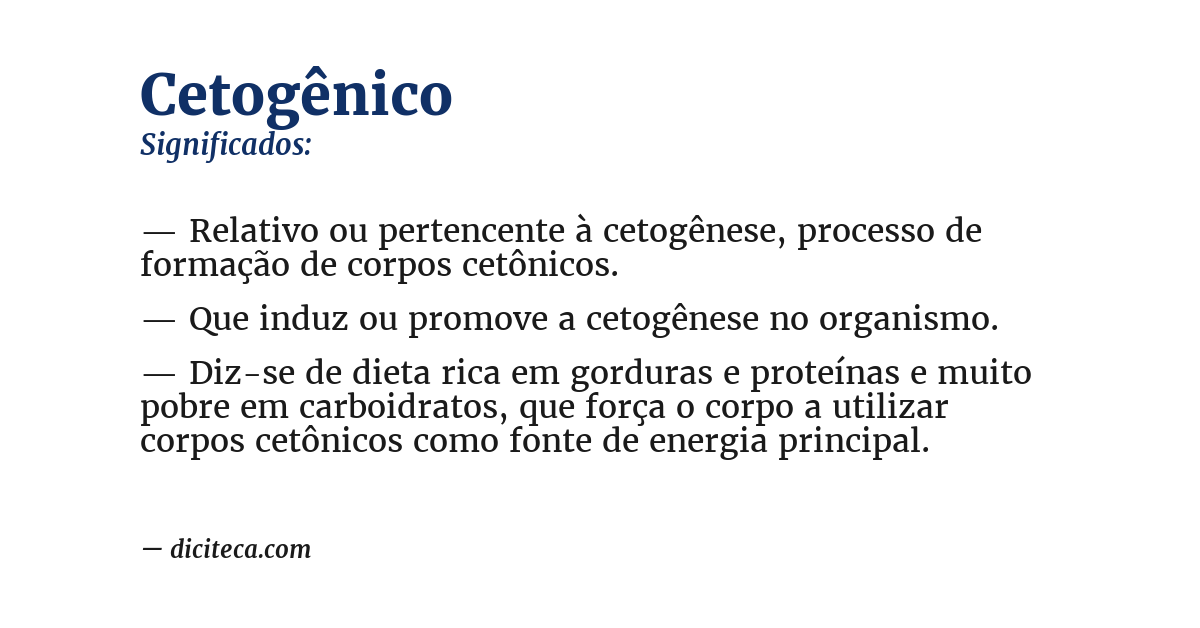 Significado de cetogênico