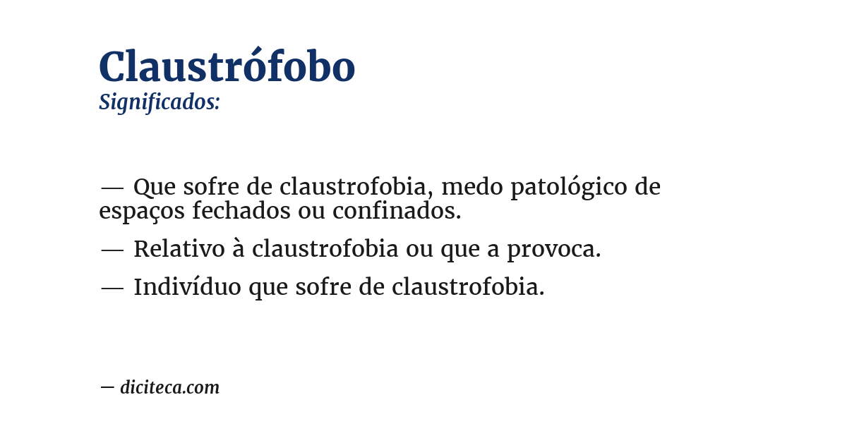 Significado de claustrófobo