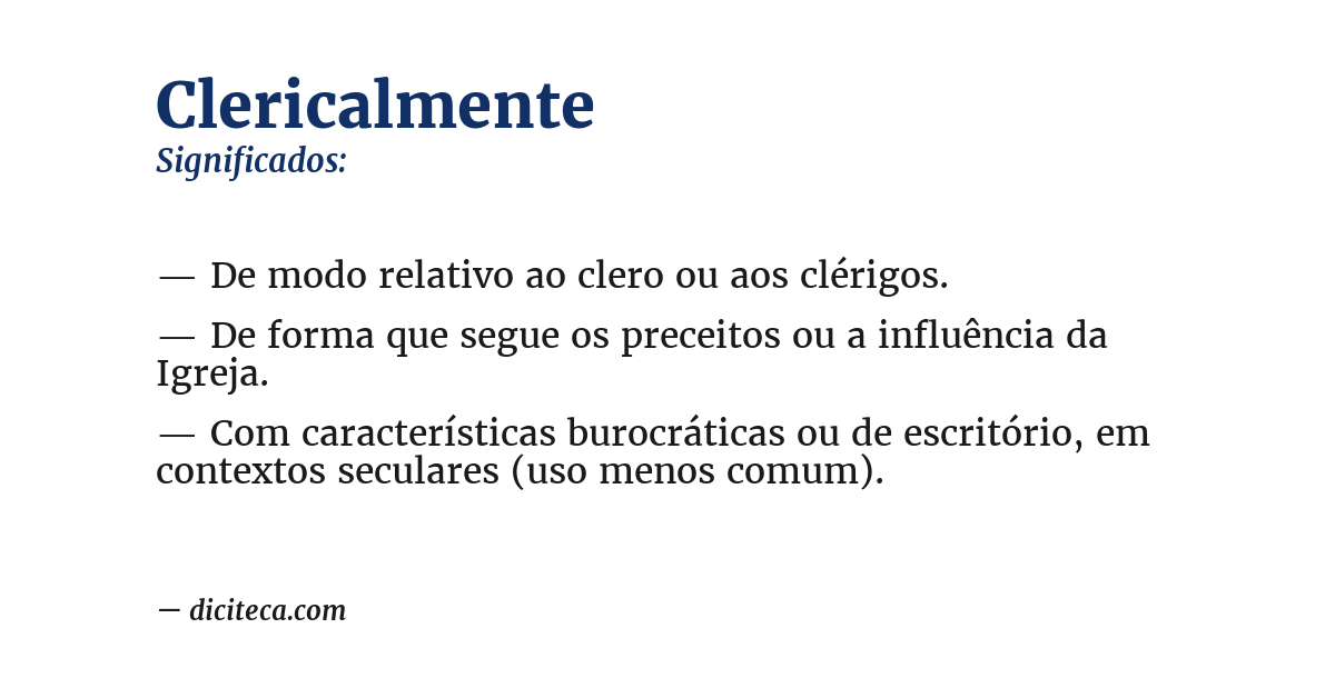 Significado de clericalmente