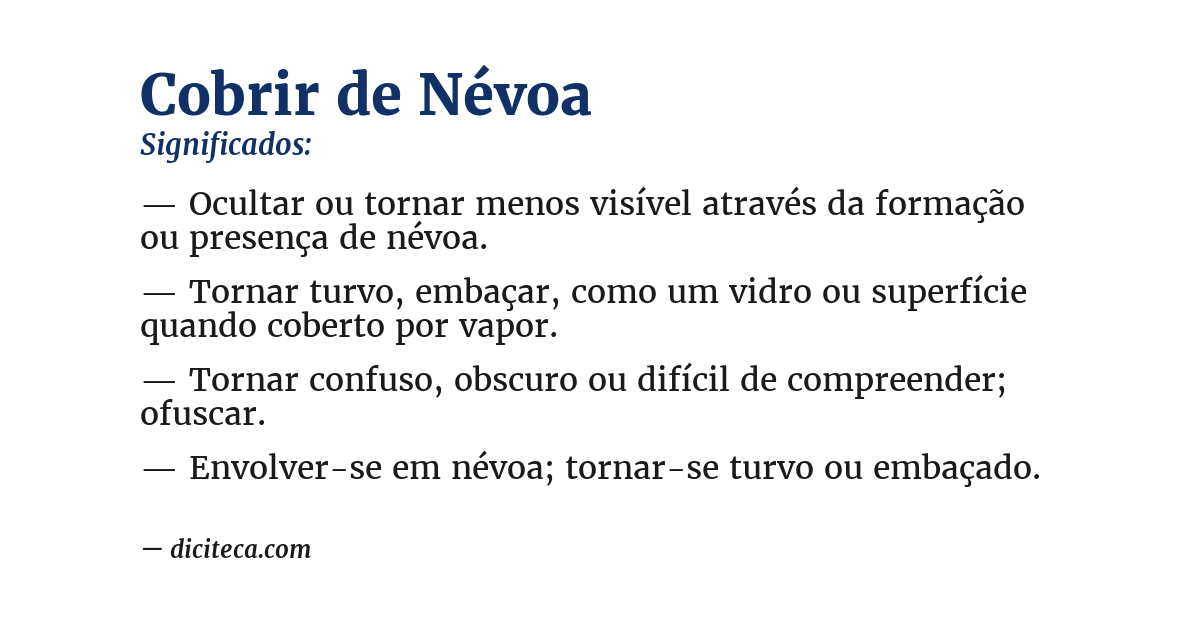 Significado de cobrir de névoa