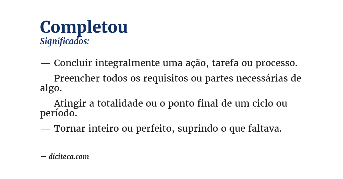 Significado de completou