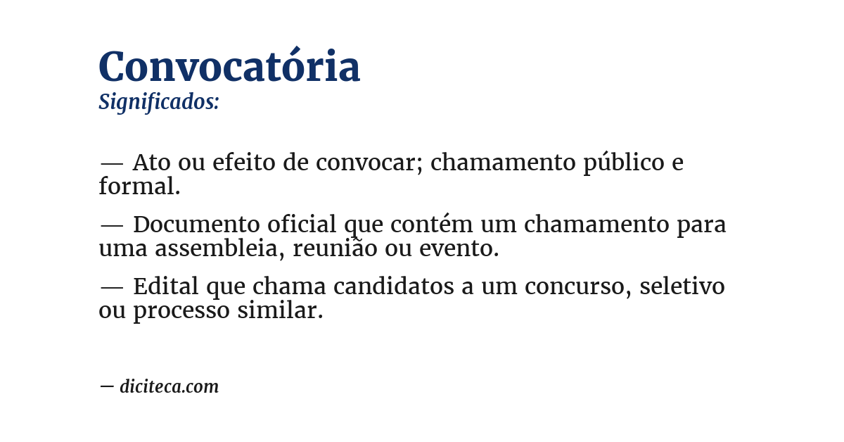 Significado de convocatória