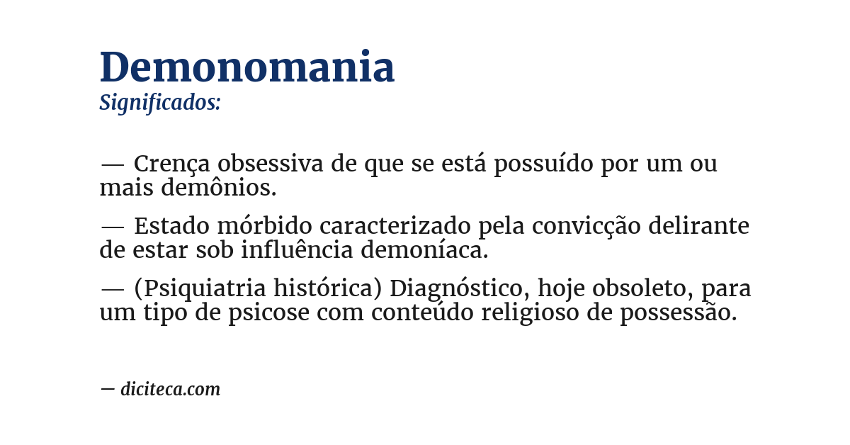 Significado de demonomania