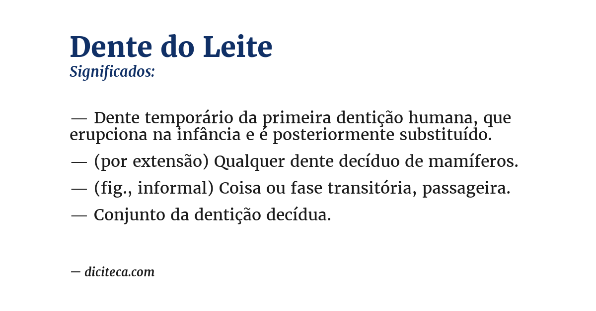 Significado de dente do leite