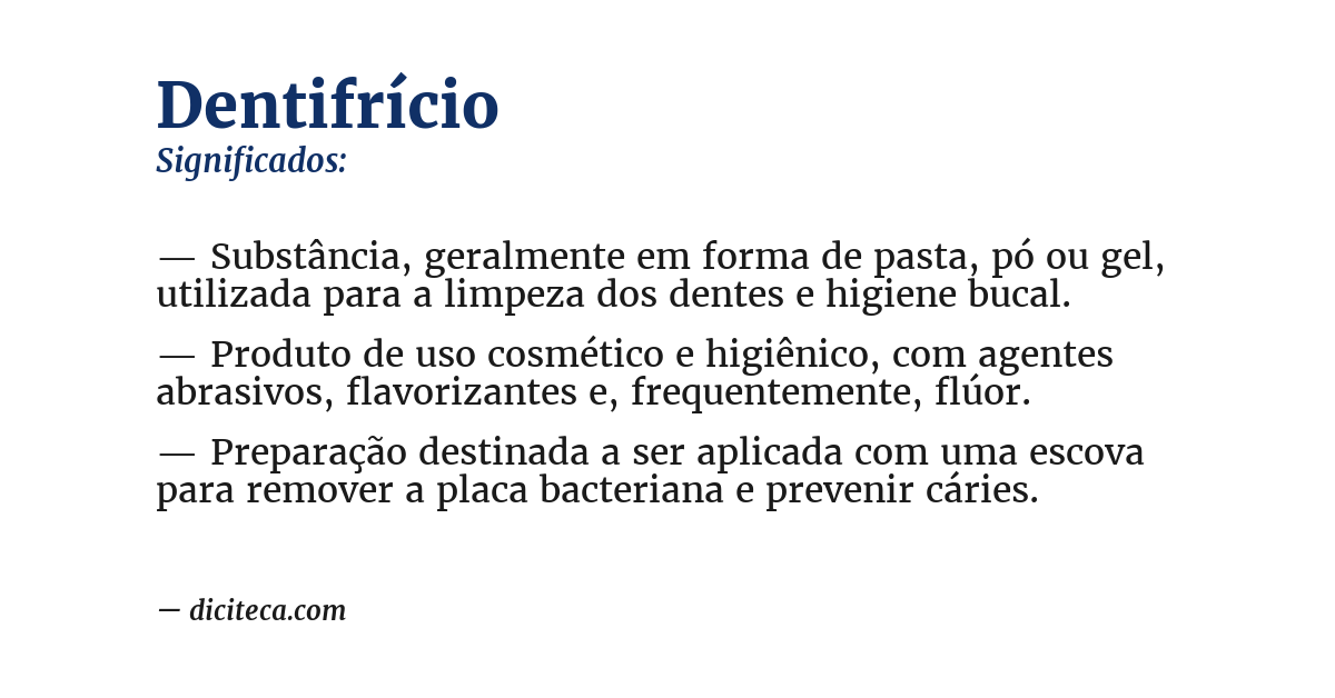 Significado de dentifrício