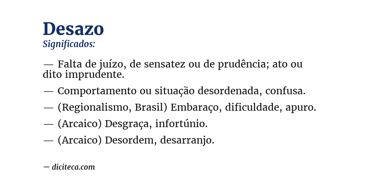 Significado de desazo