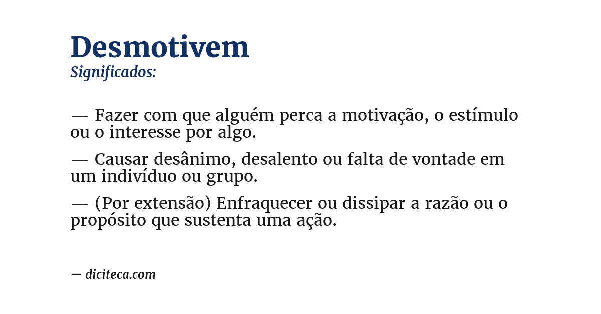 Significado de desmotivem