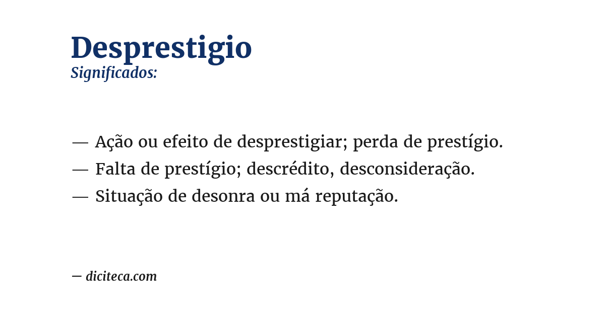 Significado de desprestigio