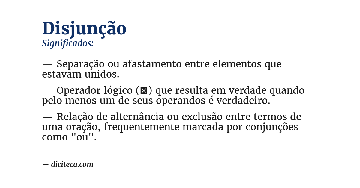 Significado de disjunção