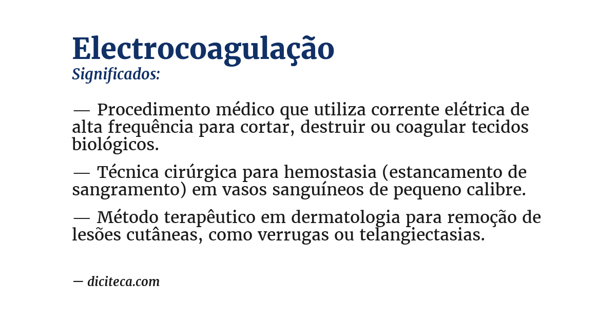 Significado de electrocoagulação