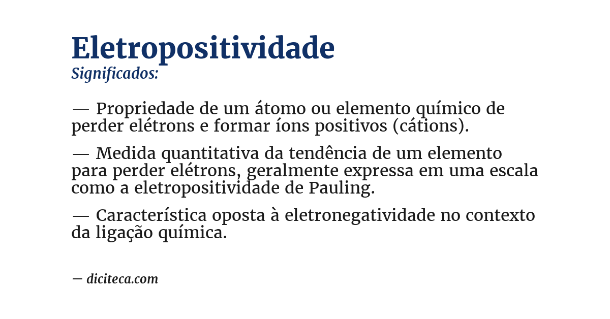 Significado de eletropositividade