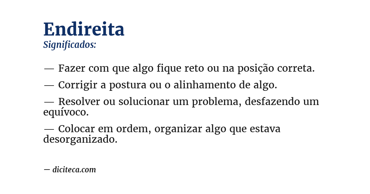 Significado de endireita