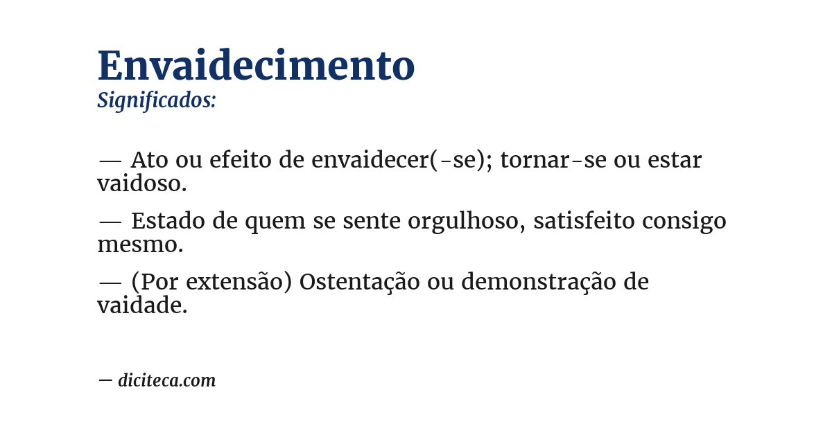 Significado de envaidecimento