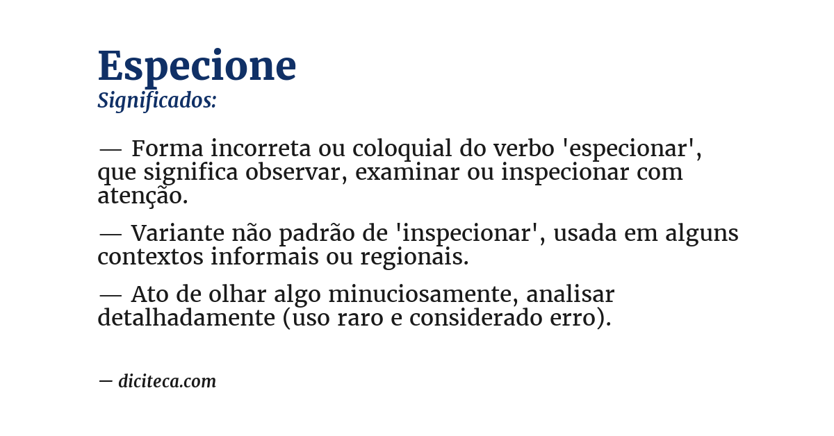 Significado de especione