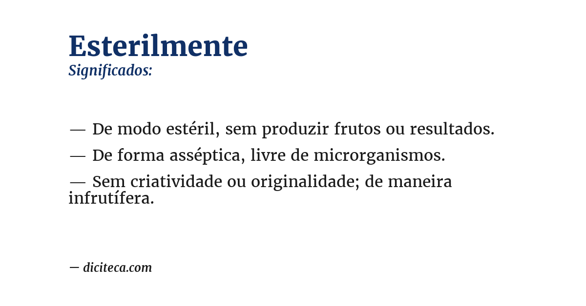 Significado de esterilmente