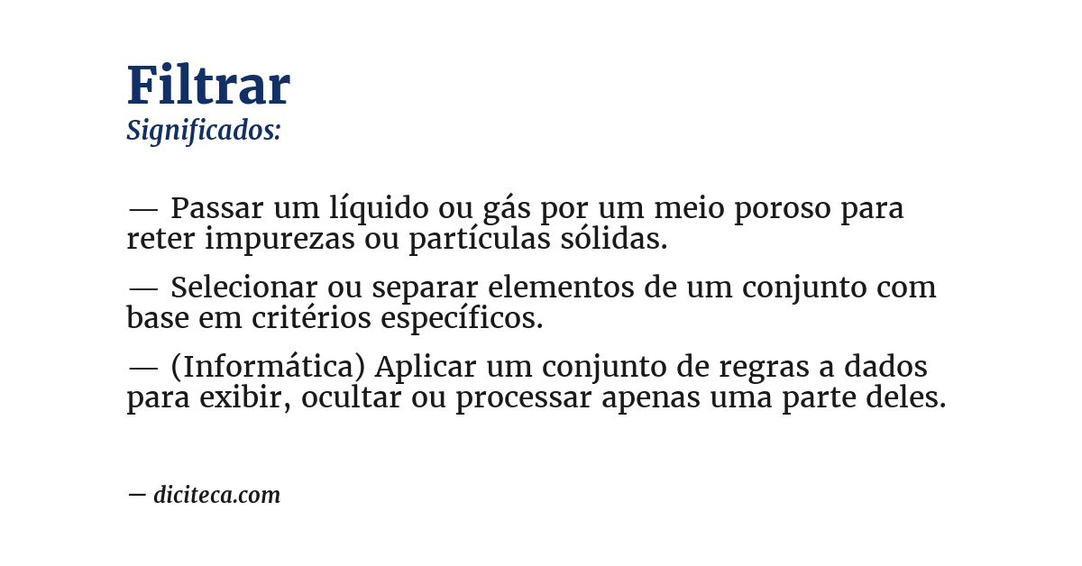 Significado de filtrar