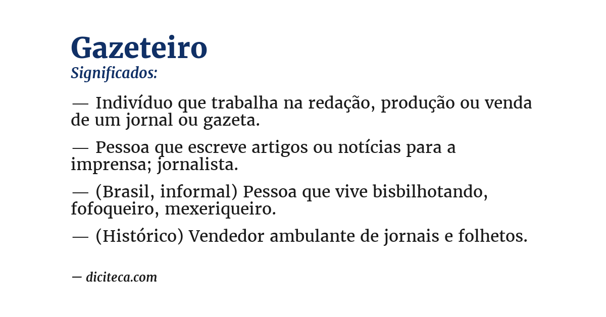 Significado de gazeteiro