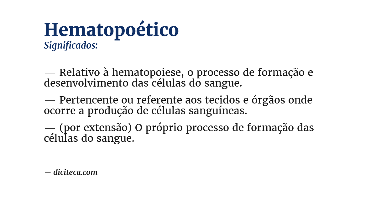 Significado de hematopoético