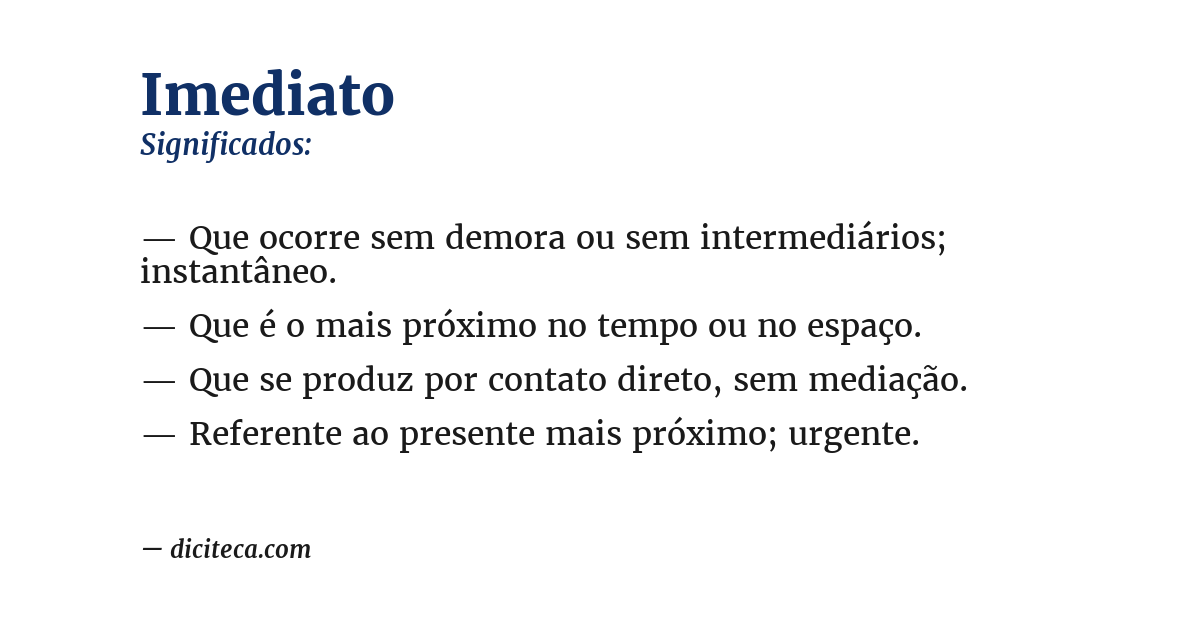 Significado de imediato