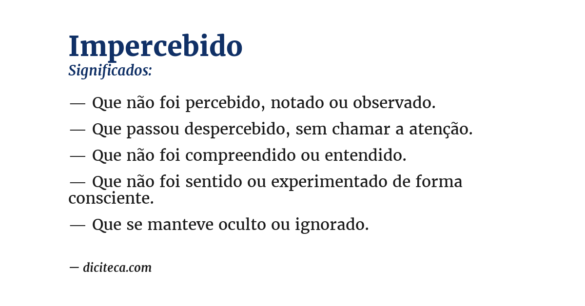 Significado de impercebido