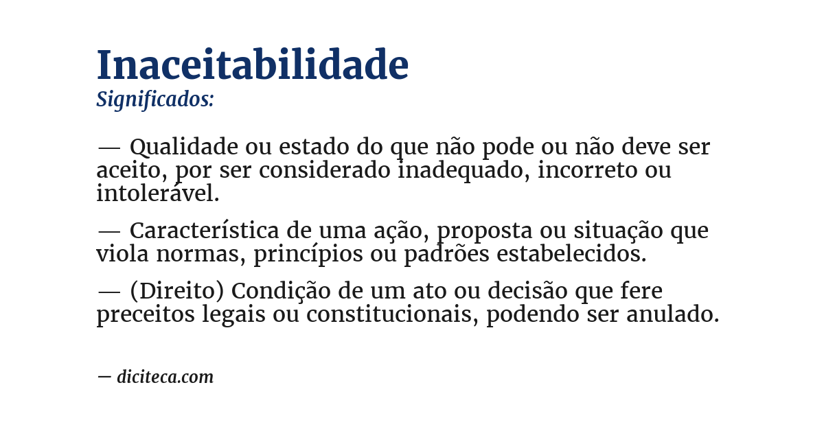Significado de inaceitabilidade