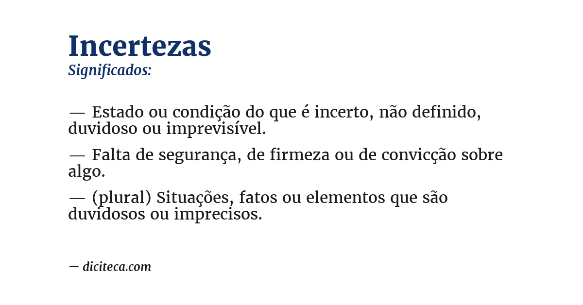 Significado de incertezas
